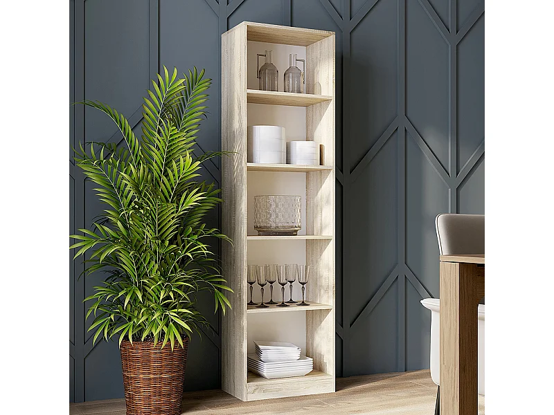 Libreria moderna 50x182x30 cm con 4 ripiani rovere chiaro LBT4