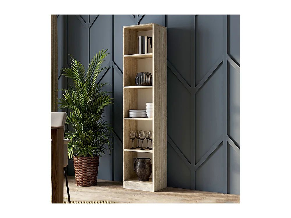Libreria moderna 182x40x30 cm con 4 ripiani rovere chiaro LBT1