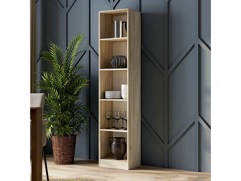 Libreria moderna 182x40x30 cm con 4 ripiani rovere chiaro LBT1