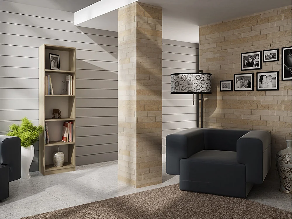 Libreria moderna 182x40x30 cm con 4 ripiani rovere chiaro LBT1