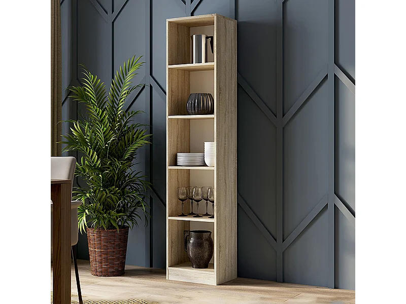 Libreria moderna 182x40x30 cm con 4 ripiani rovere chiaro LBT1