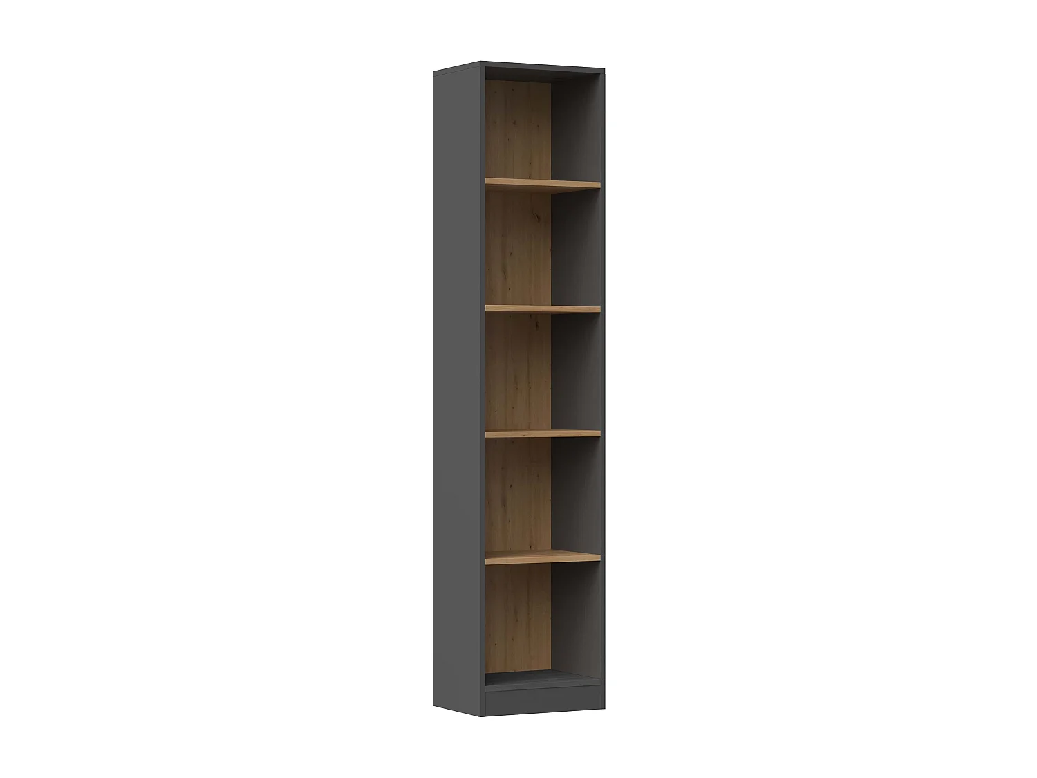Libreria moderna 182x40x30 cm con 4 ripiani rovere e antracite LBT1