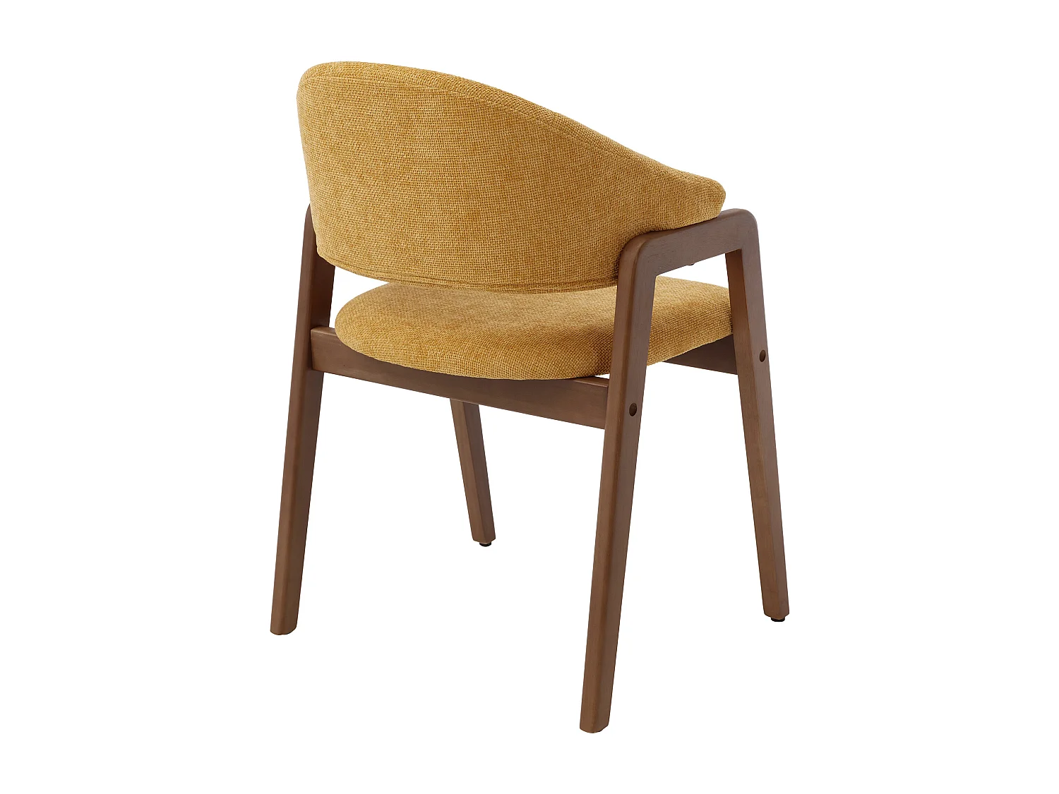 Lot de 6 chaises avec accoudoirs en tissu texturé et bois d'hévéa - Jaune et naturel foncé - SOLUNA