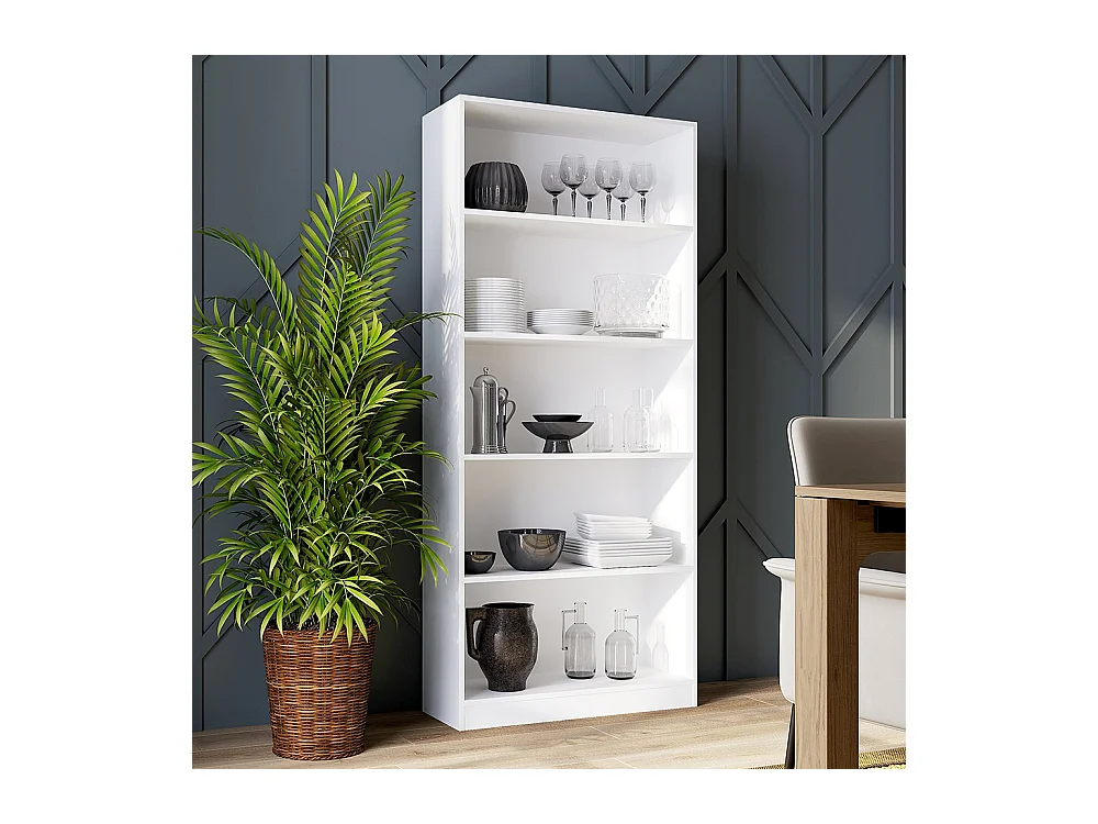 Libreria moderna 80x182x30 cm con 4 ripiani bianca LBT3