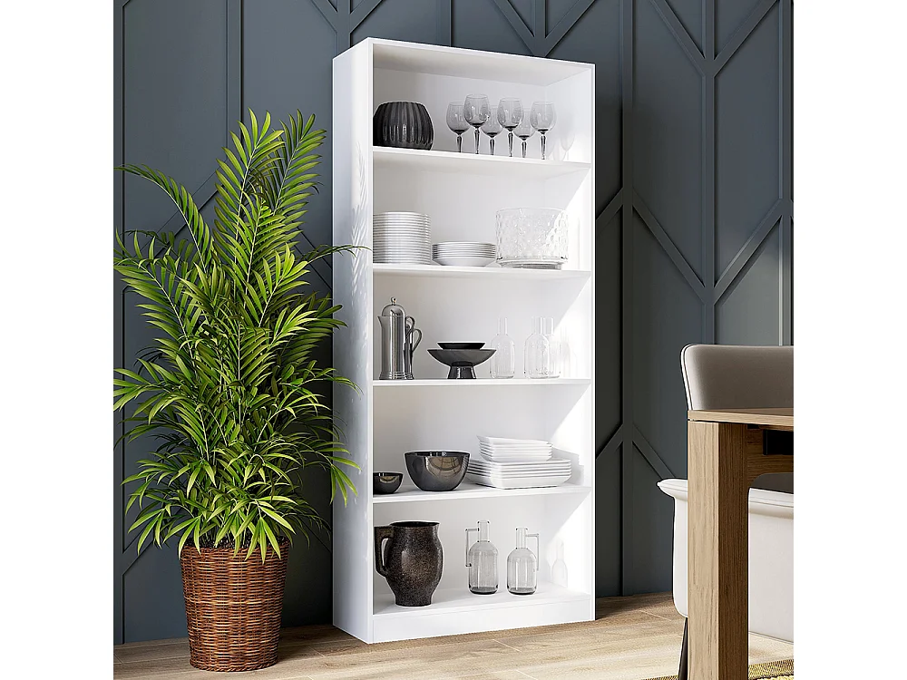 Libreria moderna 80x182x30 cm con 4 ripiani bianca LBT3