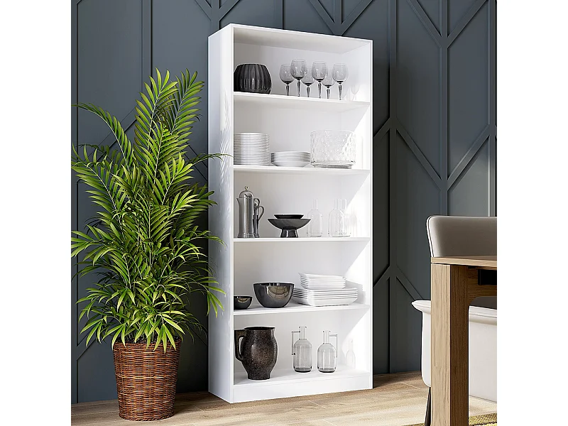 Libreria moderna 80x182x30 cm con 4 ripiani bianca LBT3