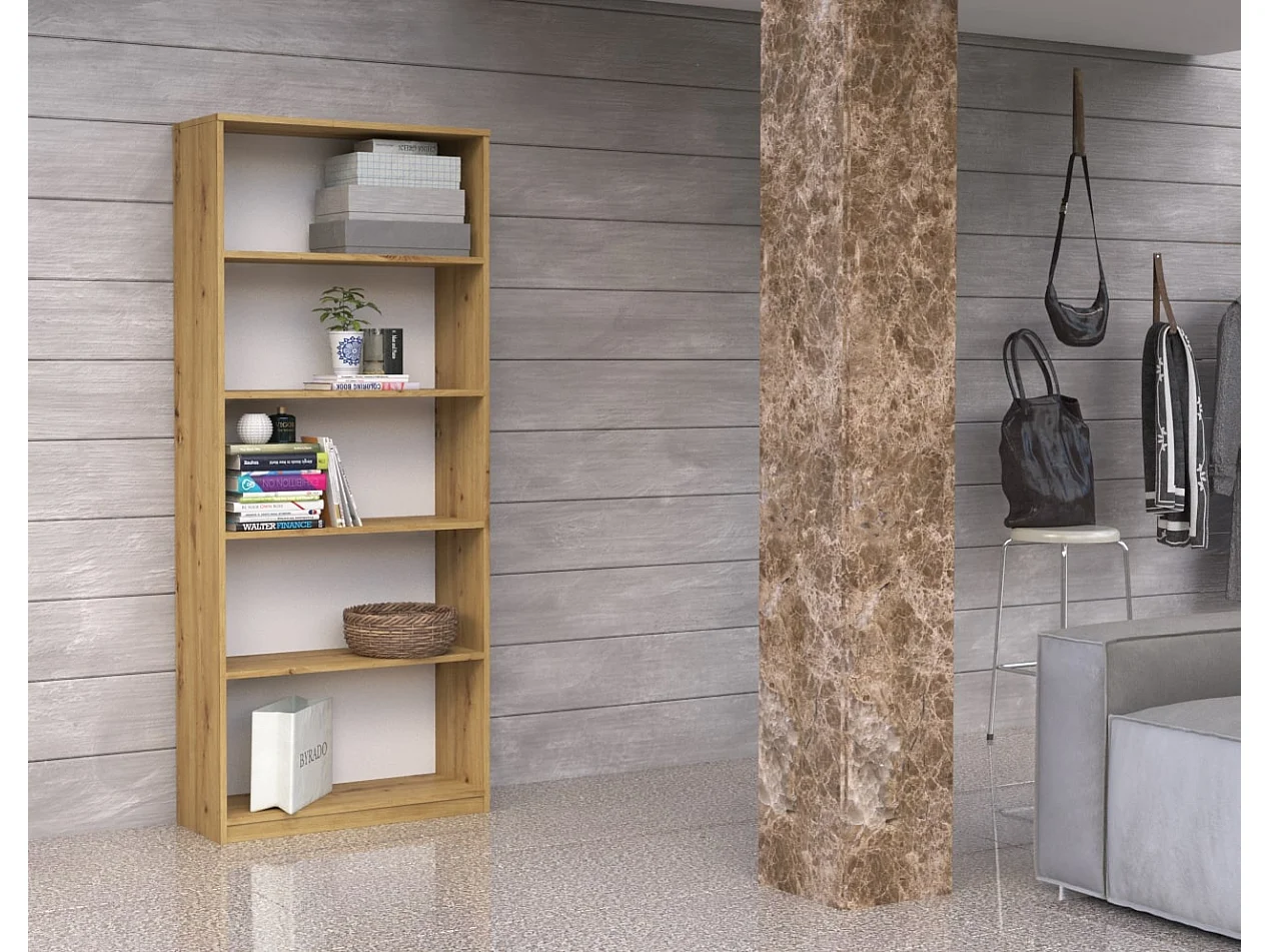 Libreria moderna 60x182x30 cm con ripiani rovere naturale LBT2
