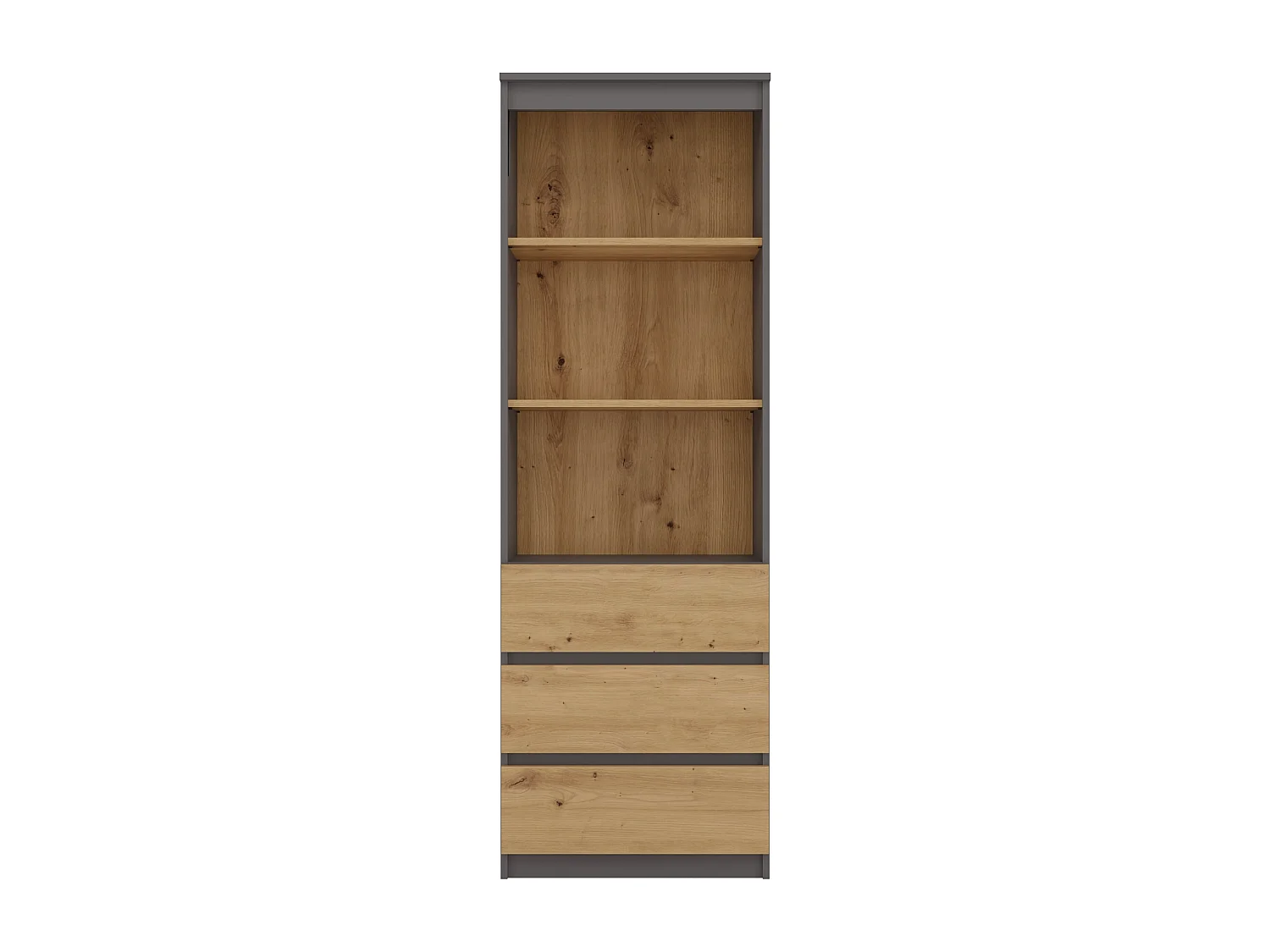 Libreria moderna 60x180x35 cm con cassetti rovere e antracite LBT6