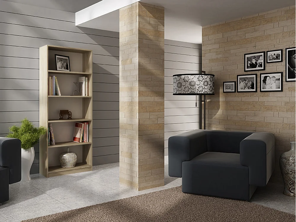 Libreria moderna 60x182x30 cm con ripiani rovere chiaro LBT2