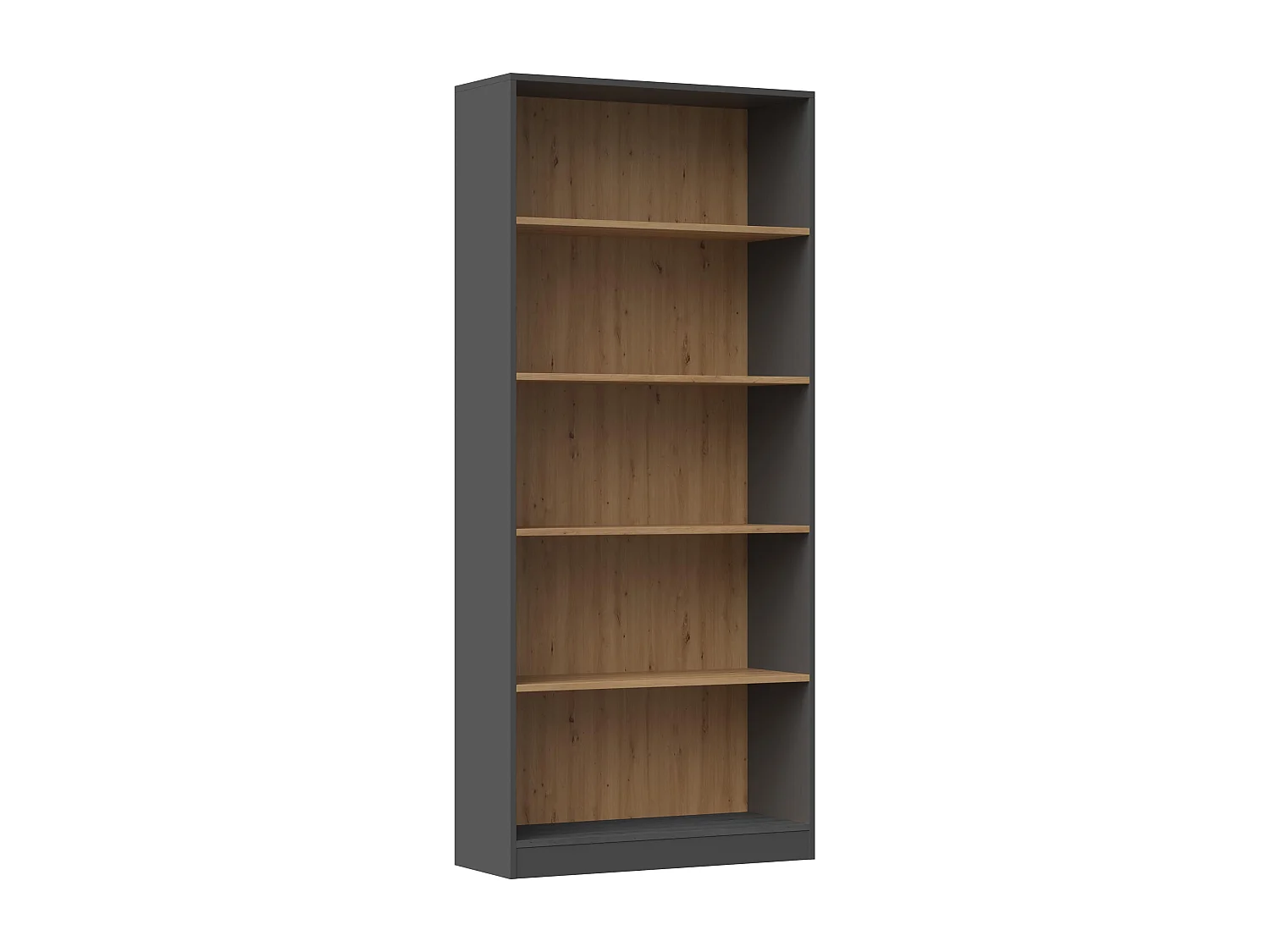 Libreria moderna 80x182x30 cm con 4 ripiani rovere e antracite LBT3