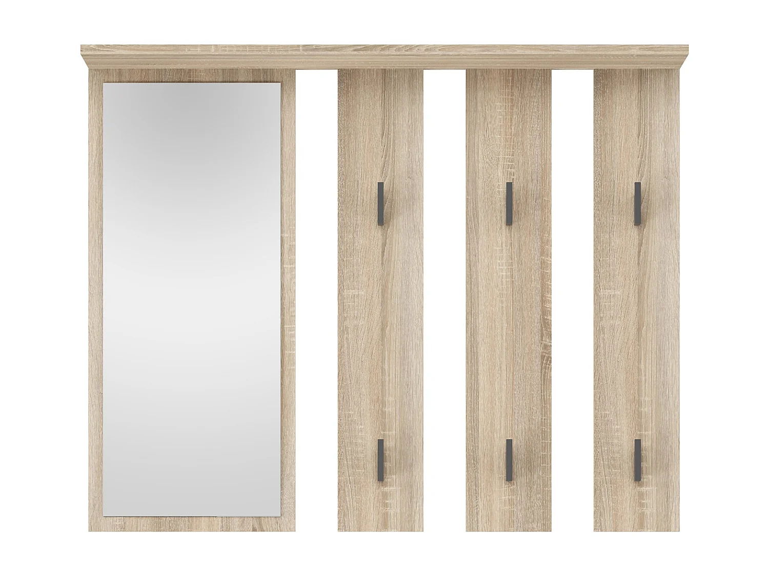 Appendiabiti a parete con specchio 100x81,5 cm rovere chiaro MIT9