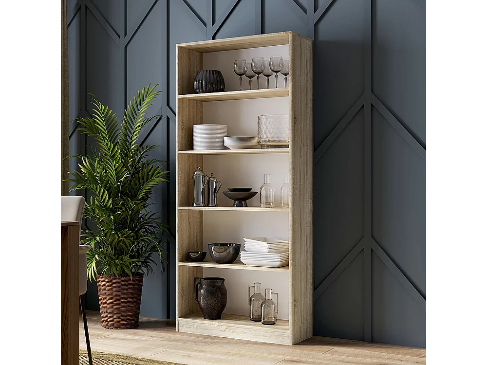 Libreria moderna 80x182x30 cm con 4 ripiani rovere chiaro LBT3