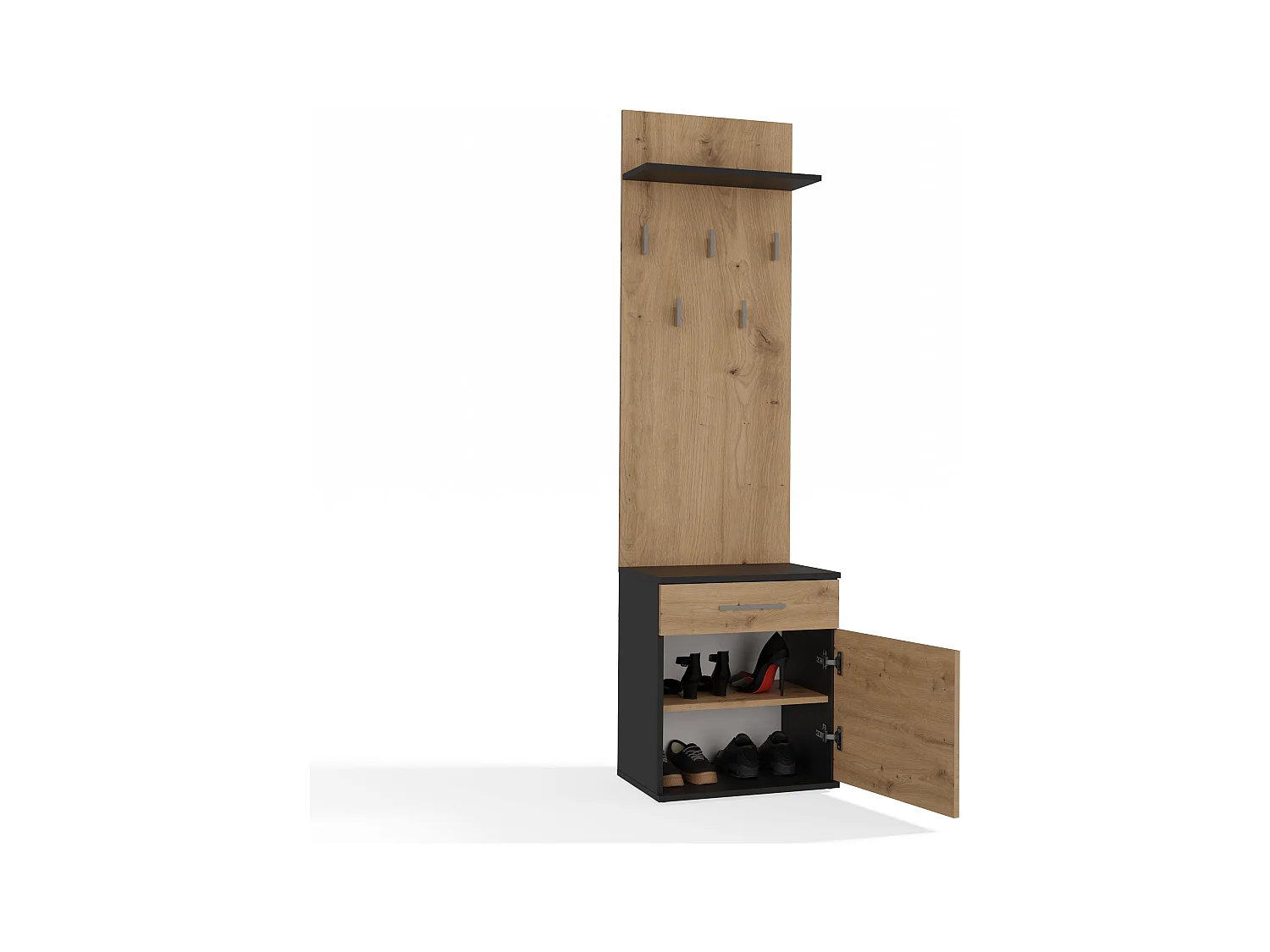 Appendiabiti con scarpiera moderno rovere e antracite MIT8