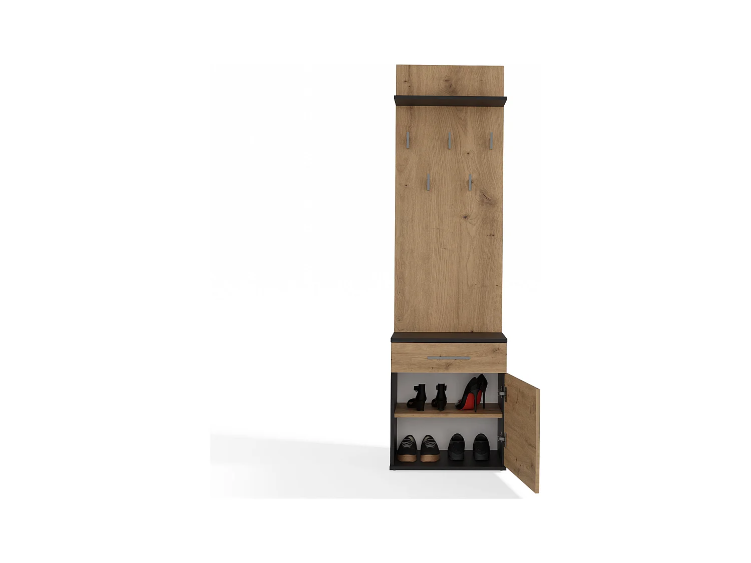 Appendiabiti con scarpiera moderno rovere e antracite MIT8