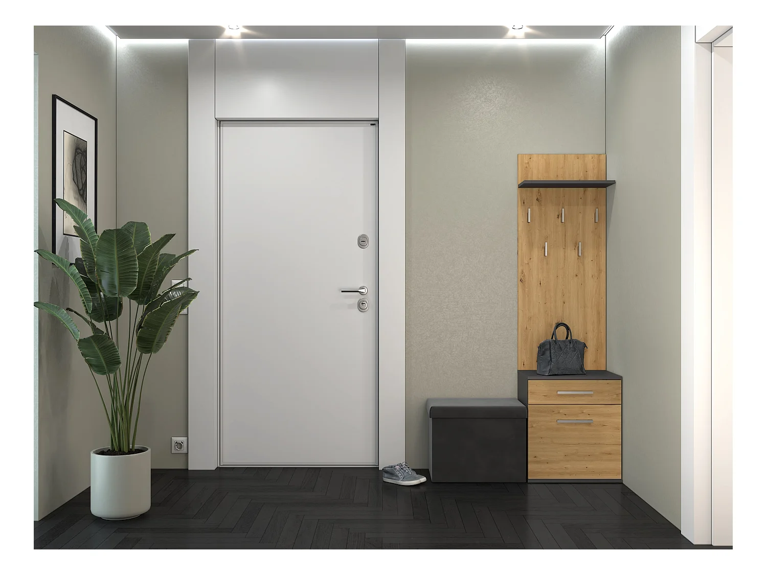 Appendiabiti con scarpiera moderno rovere e antracite MIT8