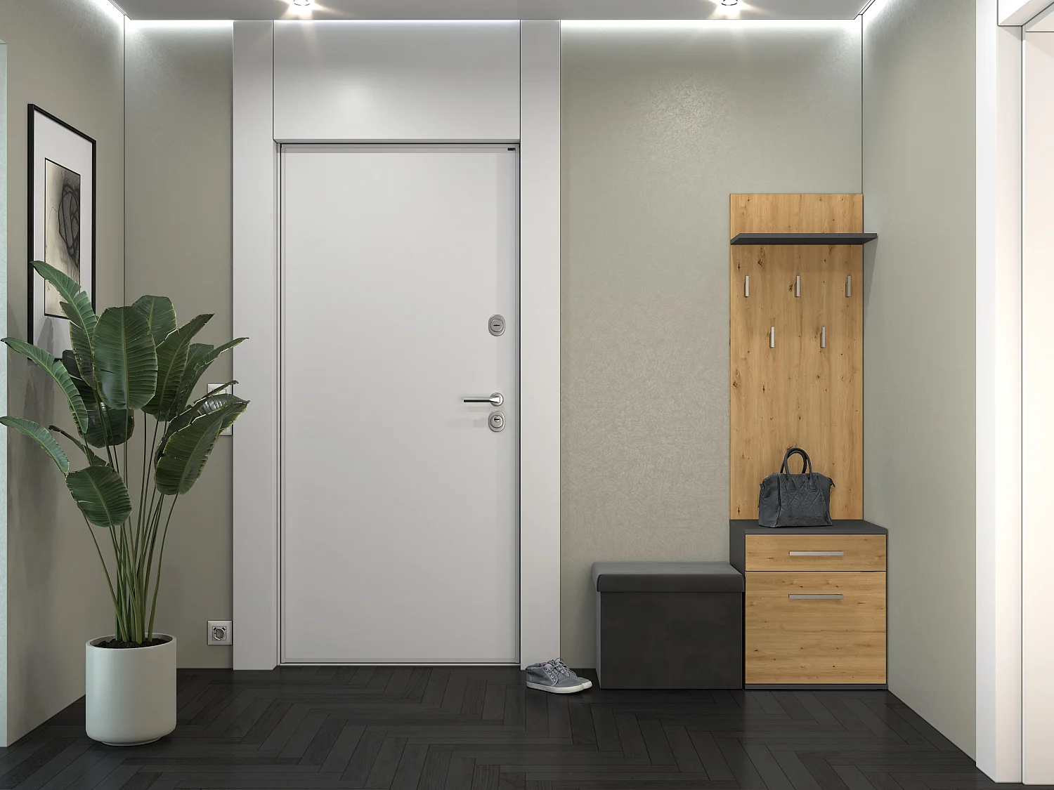 Appendiabiti con scarpiera moderno rovere e antracite MIT8