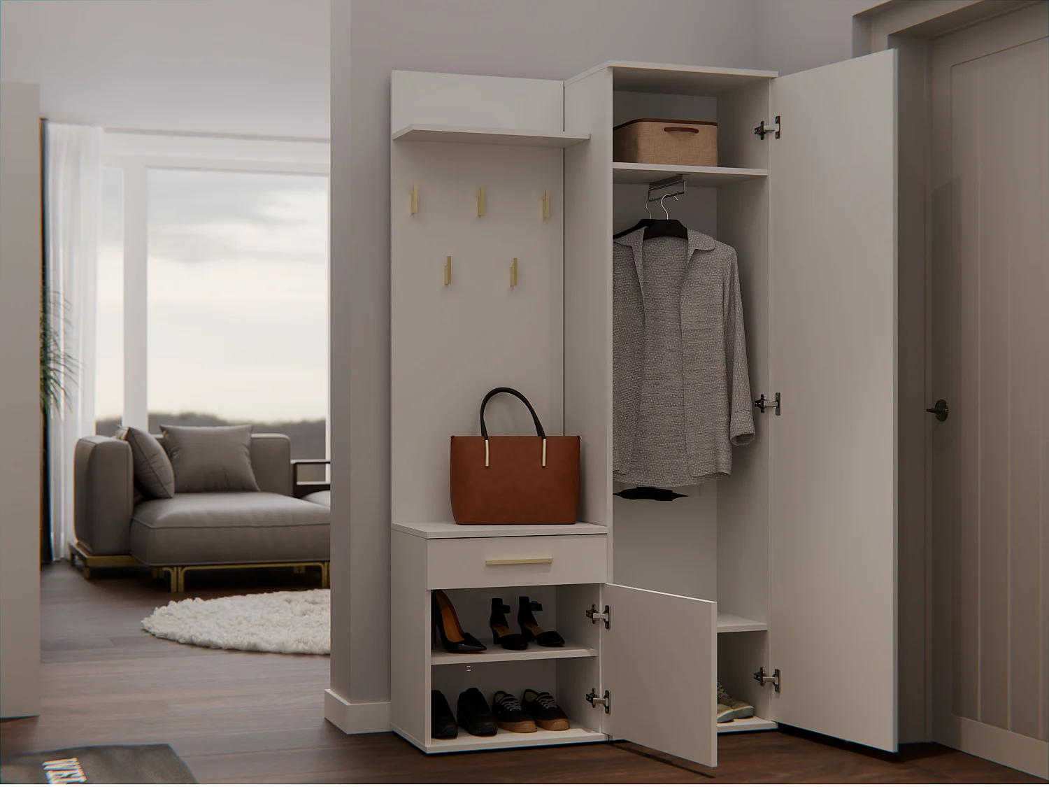 Mobile ingresso con specchio beige MIT3