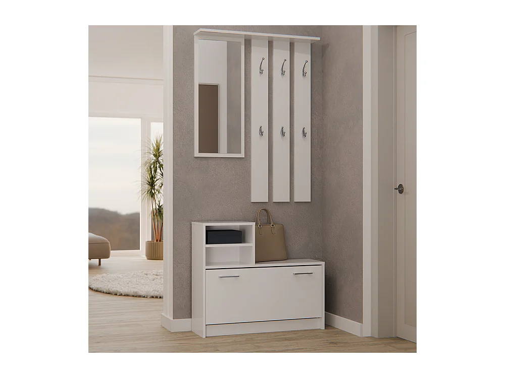 Mobile ingresso con specchio 85x180 cm bianco MIT1