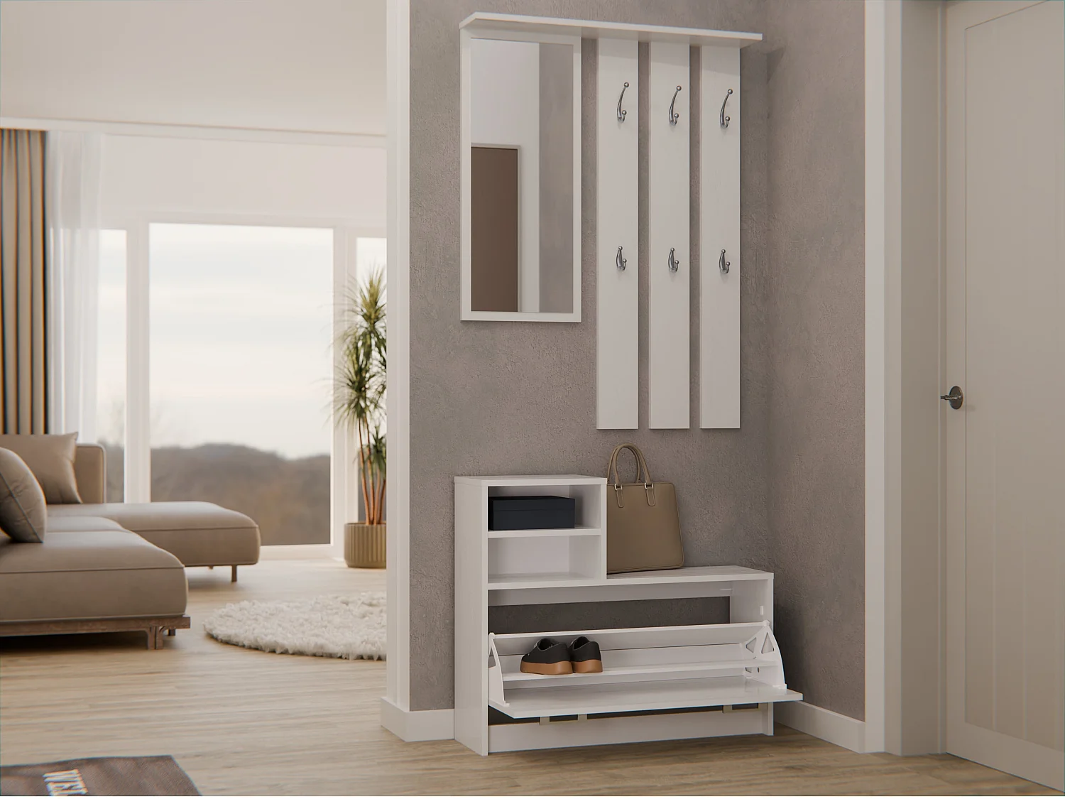 Mobile ingresso con specchio 85x180 cm bianco MIT1