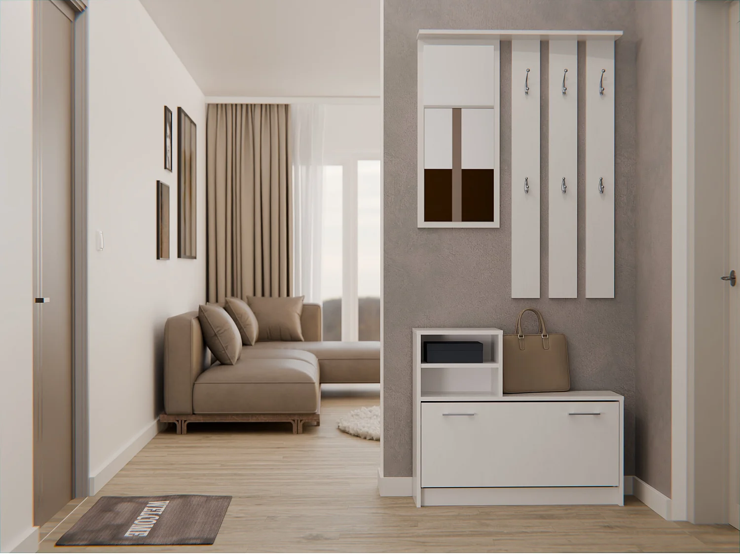 Mobile ingresso con specchio 85x180 cm bianco MIT1