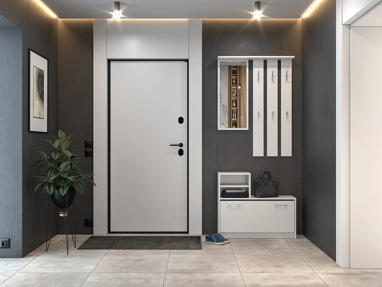 Mobile ingresso con specchio 85x180 cm bianco MIT1