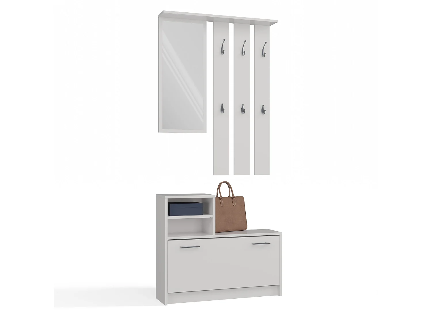 Mobile ingresso con specchio 85x180 cm bianco MIT1