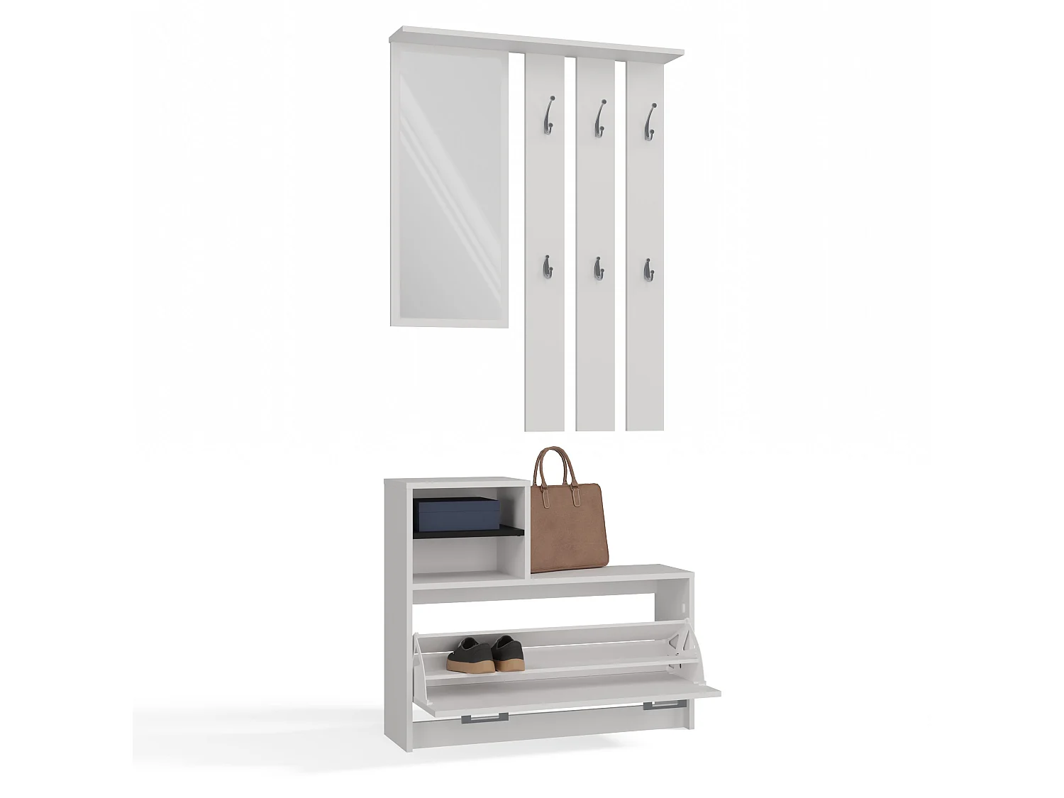 Mobile ingresso con specchio 85x180 cm bianco MIT1