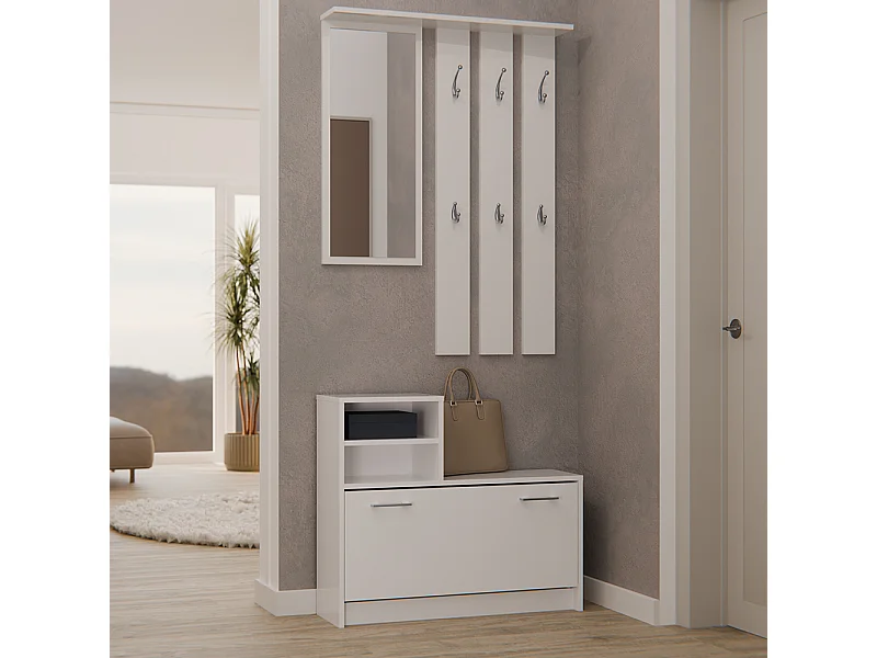 Mobile ingresso con specchio 85x180 cm bianco MIT1