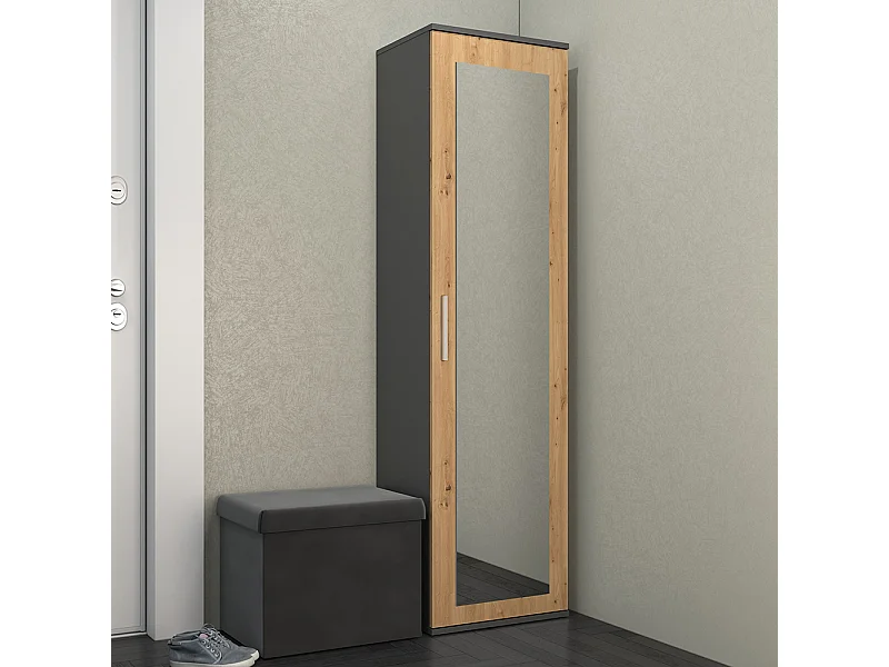 Armadio guardaroba per ingresso rovere e antracite MIT4