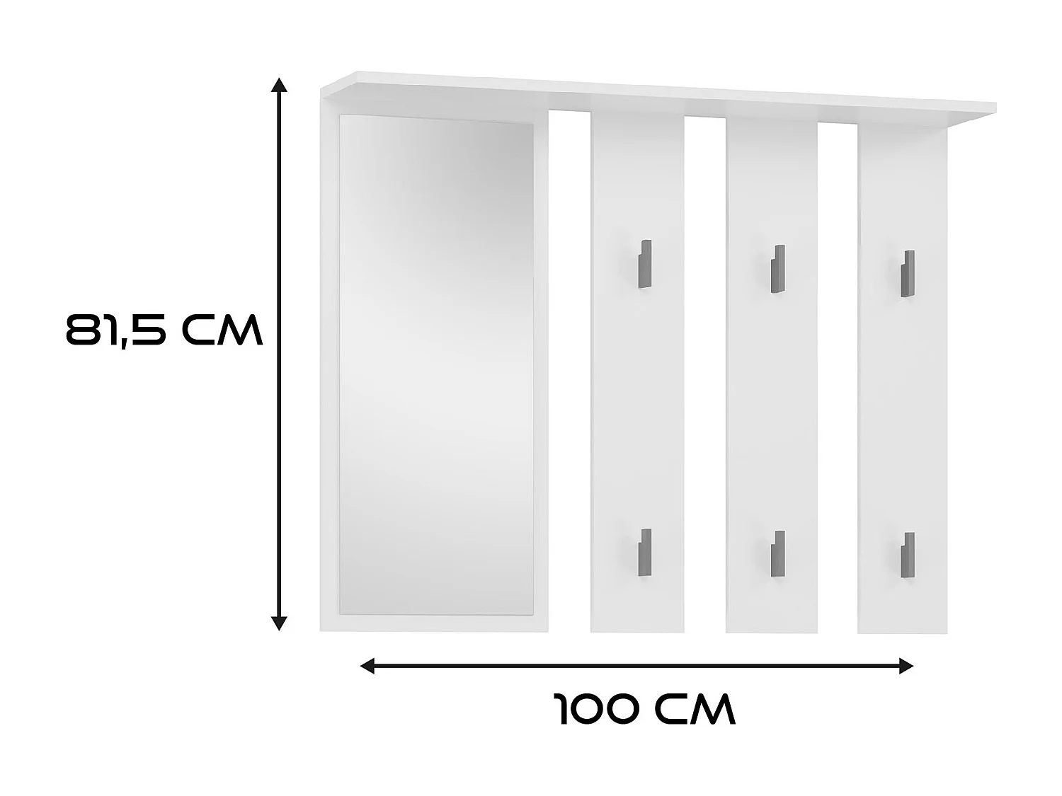 Appendiabiti a parete con specchio 100x81,5 cm bianco MIT9