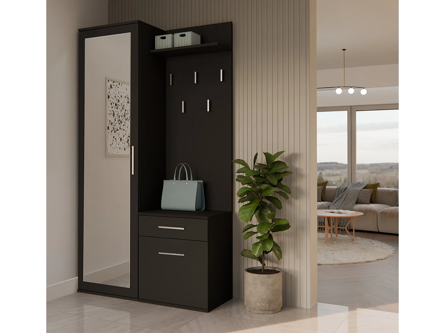 Mobile ingresso con specchio nero MIT3