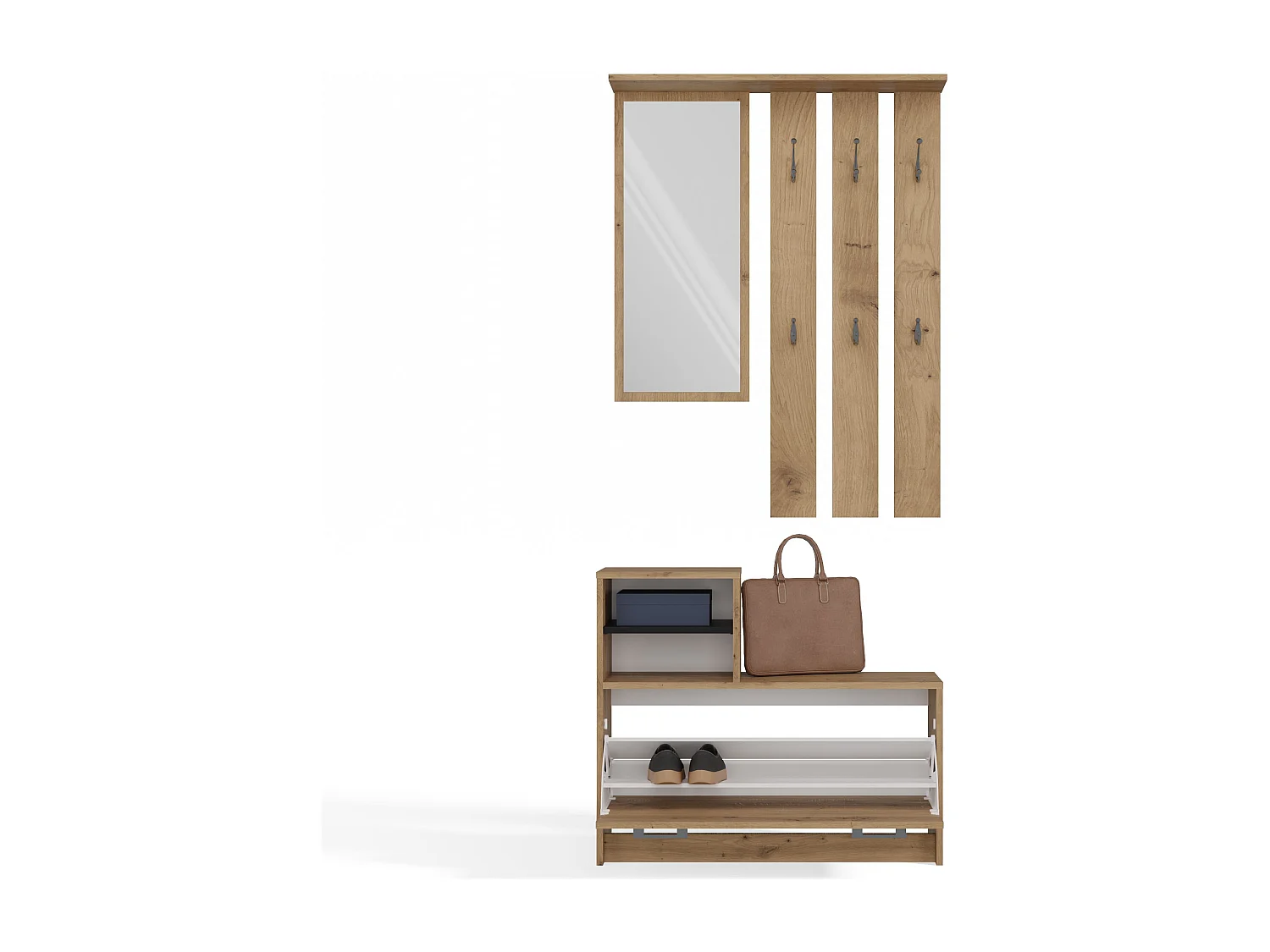 Mobile ingresso con specchio 85x180 cm rovere MIT1