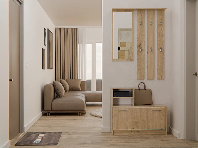Mobile ingresso con specchio 85x180 cm rovere MIT1
