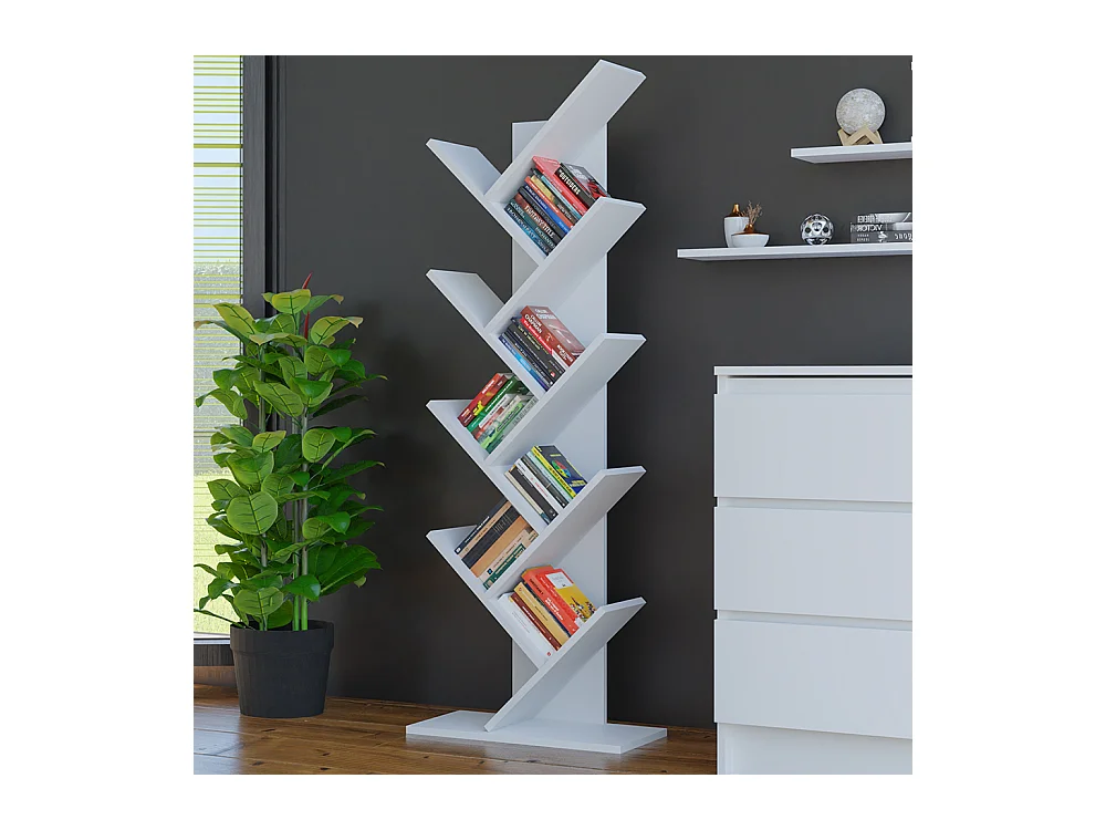 Libreria moderna 50×142×25 cm ad albero bianca LBT10