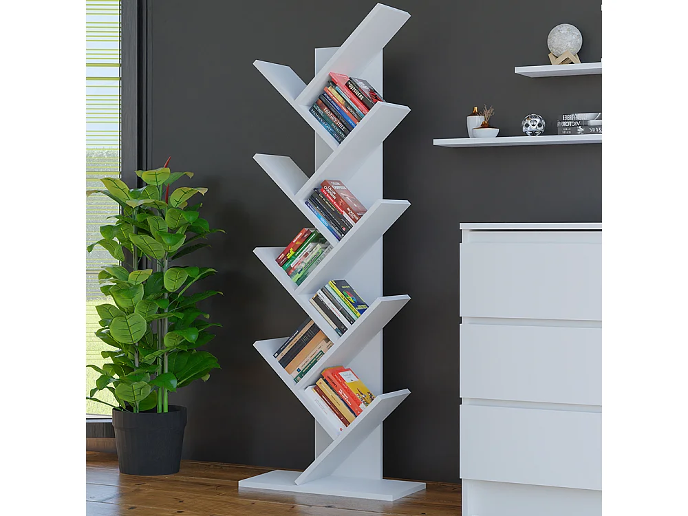 Libreria moderna 50×142×25 cm ad albero bianca LBT10