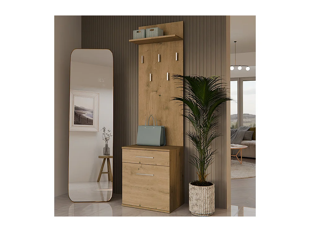 Appendiabiti con scarpiera moderno rovere MIT8