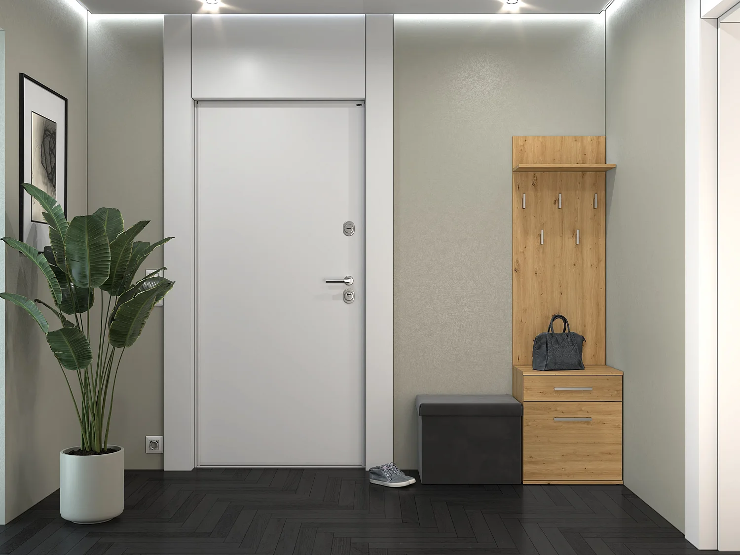 Appendiabiti con scarpiera moderno rovere MIT8