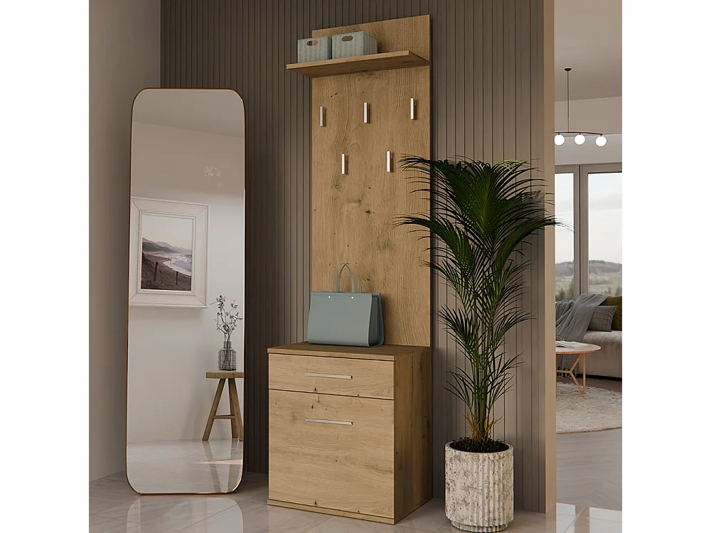 Appendiabiti con scarpiera moderno rovere MIT8