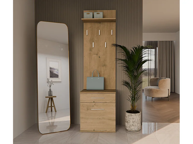 Appendiabiti con scarpiera moderno rovere MIT8