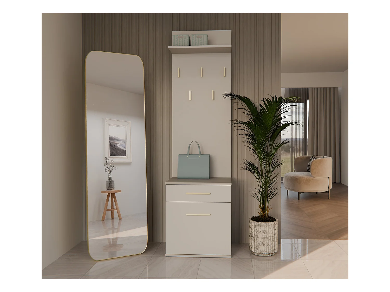 Appendiabiti con scarpiera moderno cashmere MIT8