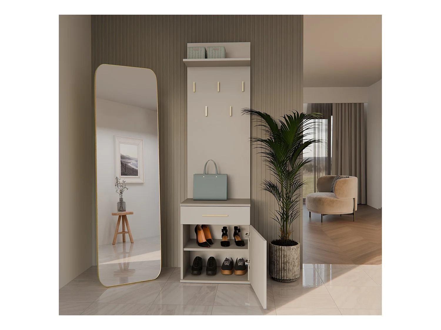 Appendiabiti con scarpiera moderno cashmere MIT8