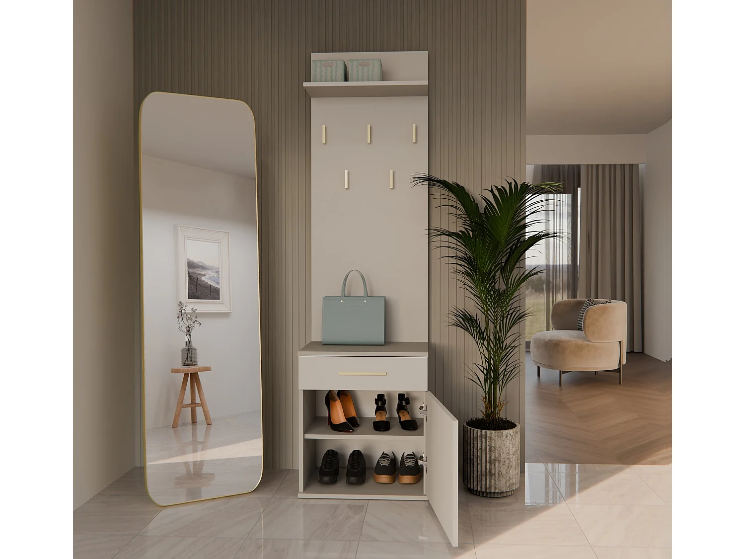 Appendiabiti con scarpiera moderno cashmere MIT8