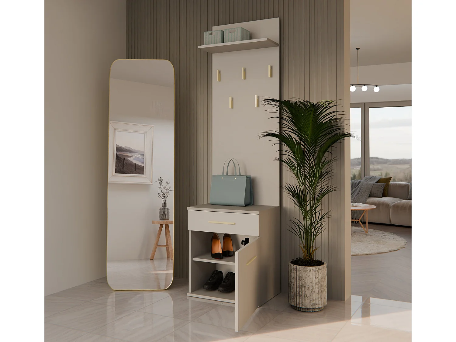 Appendiabiti con scarpiera moderno cashmere MIT8