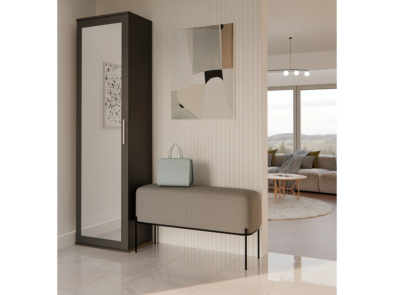 Armadio guardaroba per ingresso nero MIT4