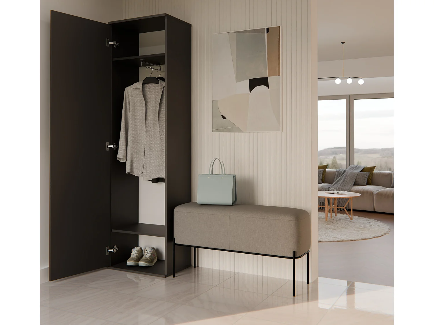Armadio guardaroba per ingresso nero MIT4