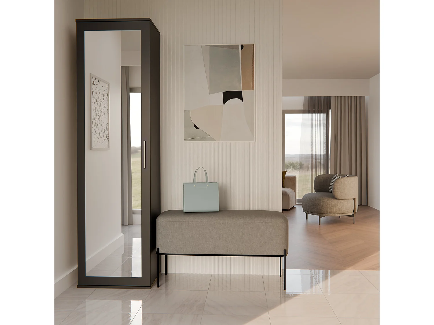 Armadio guardaroba per ingresso nero MIT4