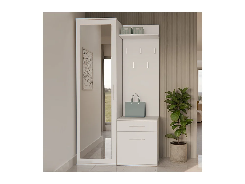 Mobile ingresso con specchio bianco MIT3