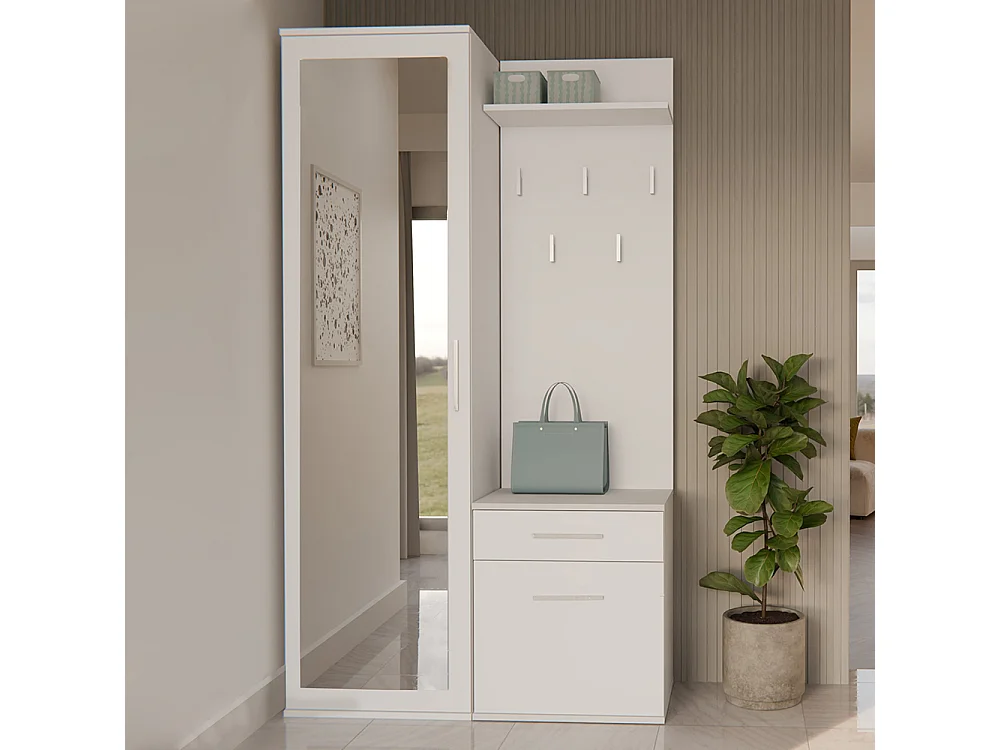 Mobile ingresso con specchio bianco MIT3