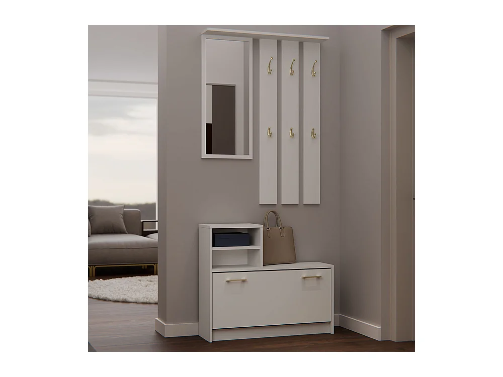 Mobile ingresso con specchio 85x180 cm beige MIT1