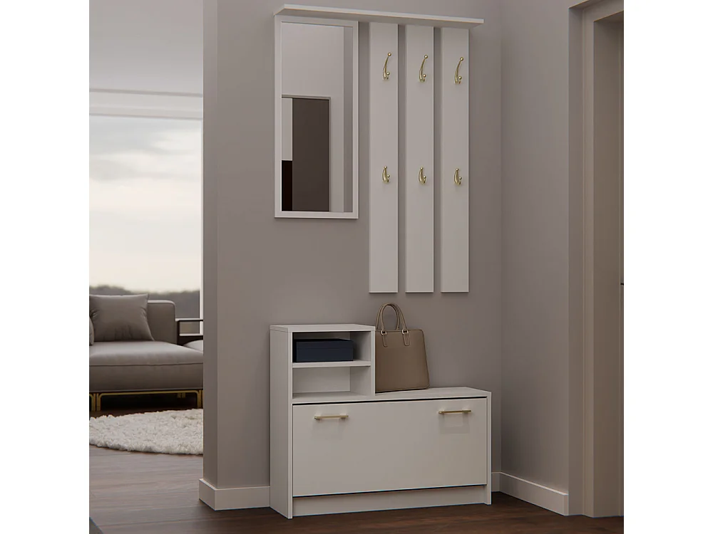 Mobile ingresso con specchio 85x180 cm beige MIT1